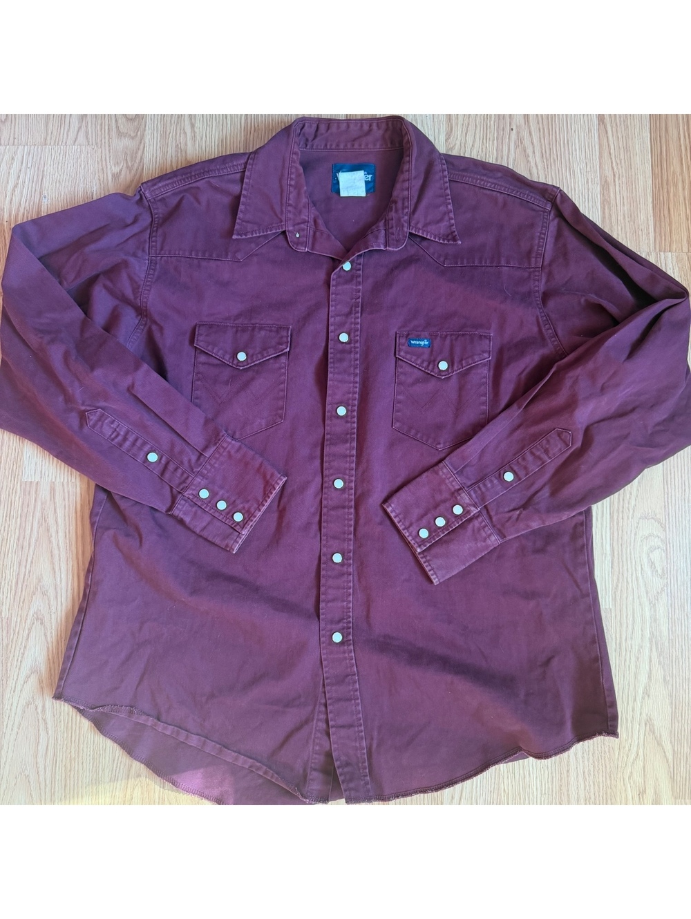Wrangler Maroon Heavyweight Cotton Western Pearl Snap Size XL